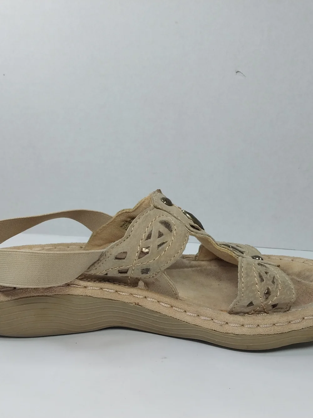 Earth Spirit 2000 Gelron Andi Sandal Tan Elastic Slingback Beaded Size 8.5 Boho - Picture 8 of 11
